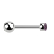 Micro barbell silver with ball and ball crystal light purple