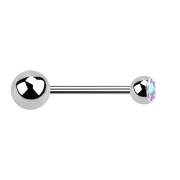 Micro Barbell argent avec boule et boule de cristal...