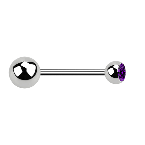 Micro Barbell argent avec boule et boule de cristal violet