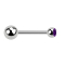 Micro Barbell argent avec boule et boule de cristal violet