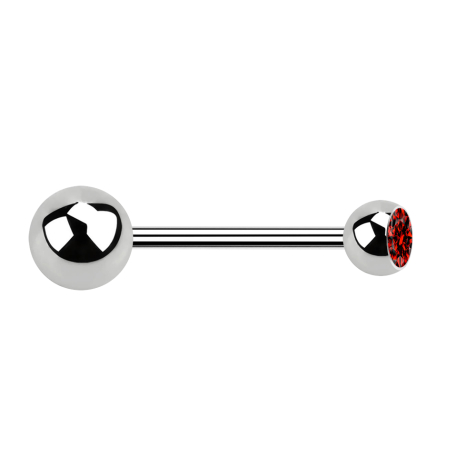 Micro barbell silver with ball and ball crystal red