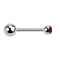 Micro barbell silver with ball and ball crystal red