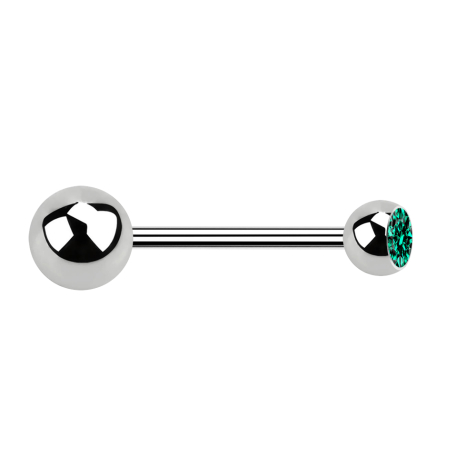 Micro barbell silver with ball and ball crystal turquoise