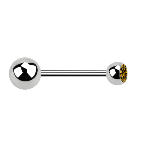 Micro barbell silver with ball and ball crystal topaz