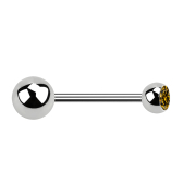 Micro Barbell argent avec boule et boule de cristal topaze