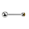 Micro barbell silver with ball and ball crystal topaz