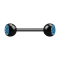 Micro barbell black with two light blue crystal balls