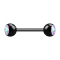Micro barbell black with two crystal balls multicolor