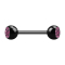 Micro barbell black with two balls crystal pink