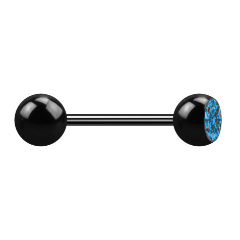 Micro Barbell noir avec boule et boules cristal clairbau