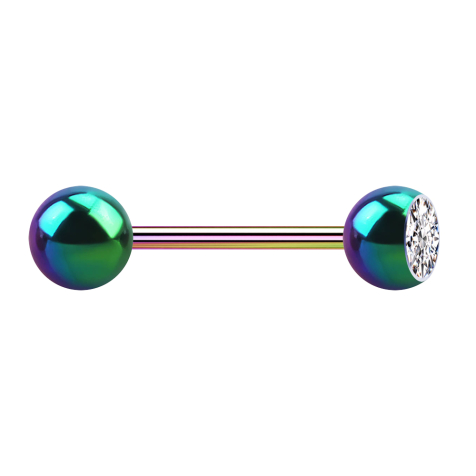 Micro Barbell colored with ball and balls crystal silver