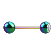Micro Barbell colored with ball and balls crystal silver