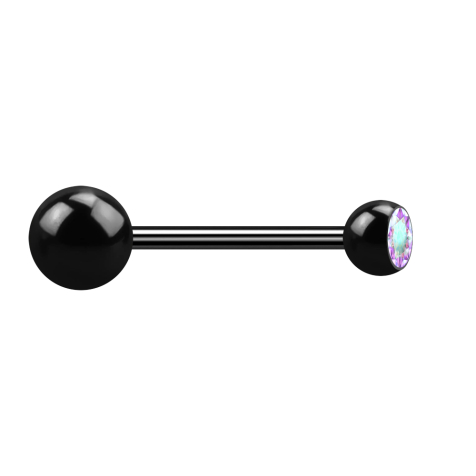 Micro barbell black with ball and balls crystal multicolor