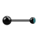 Micro barbell black with ball and balls crystal aqua