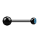 Micro barbell black with ball and balls crystal light blue