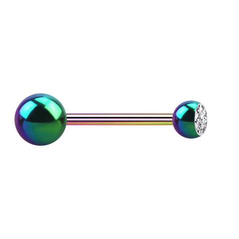 Micro Barbell colored with ball and balls crystal silver