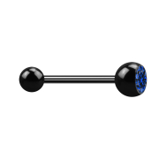 Micro Barbell noir avec boule et cristal boule bleu...