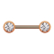 Barbell rose gold with two balls front crystal silver