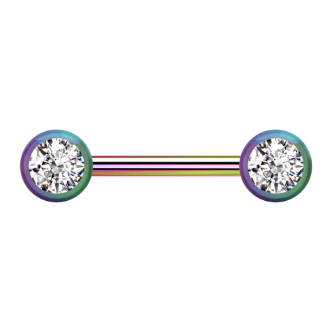 Barbell coloré avec deux boules front cristal argenté