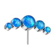 Threadless argent avant cinq opales bleues