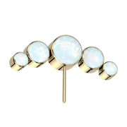 Threadless plaqué or avant cinq opales blanches