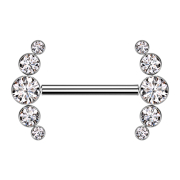 Threadless Barbell silber front fünf Kristalle silber