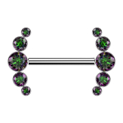 Barbell sans filetage argenté avec cinq cristaux...