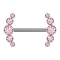 Threadless barbell, silver front, five pink crystals