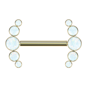 Threadless Barbell vergoldet front fünf Opale weiss
