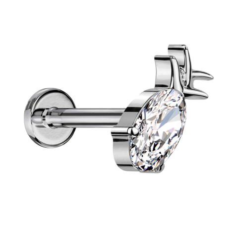 Micro Labret Innengewinde silber Ananas silber Kristall silber
