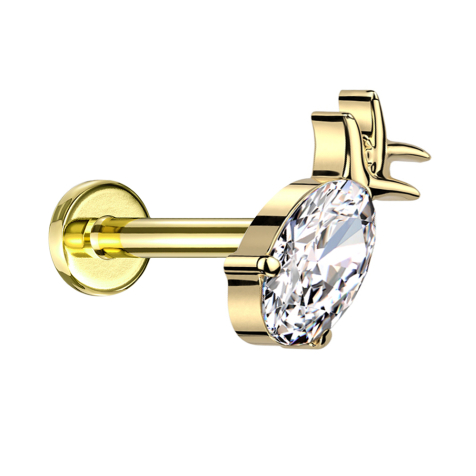 Micro Labret Internal Thread Gold-Plated Pineapple Gold-Plated Crystal Silver
