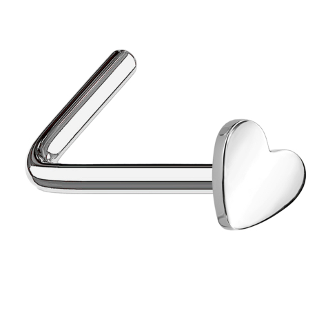 Clou doreille coudé argenté avec cœur