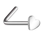 Clou doreille coudé argenté avec cœur