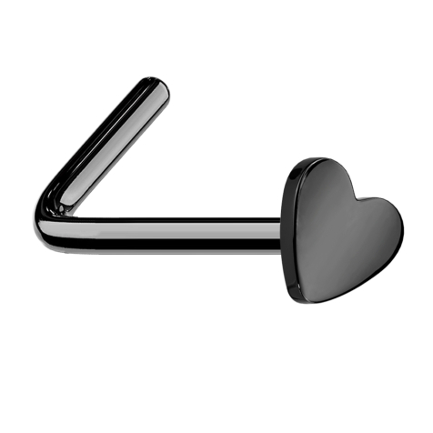 Orecchino a bottone angolato nero con cuore