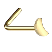 Angled gold-plated nose stud with moon