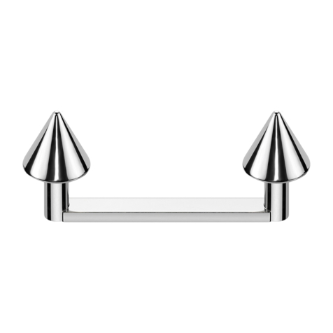 Surface barbell, flat, internal thread, silver, with two cones, silver