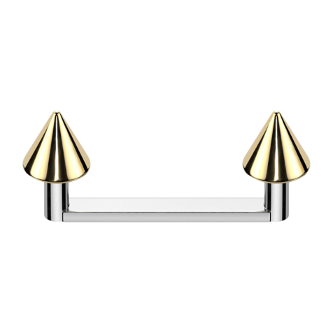 Surface Barbell piatto con filettatura interna argentato con due coni placcati in oro