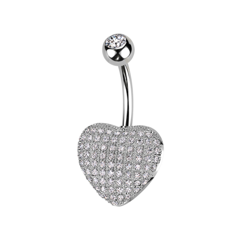 Banane argentée avec cristal boule argenté et cristaux 3D cœur argenté