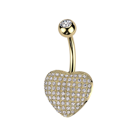 Gold-plated banana with silver ball crystal and silver 3D heart crystals