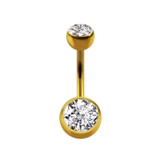 Gold-plated banana with two silver crystal balls