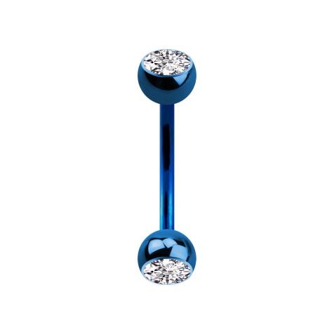 Micro banana blu scuro con due sfere e cristallo argento