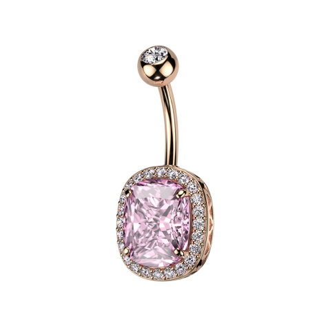 Banana rose gold with ball crystal silver and large crystal pink
