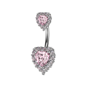 Banane argentée avec deux cœurs cristal rose