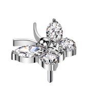 Papillon sans filet argent Cristaux argent