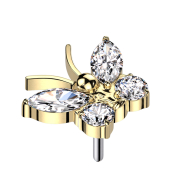 Papillon sans filetage plaqué or cristaux...