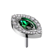 Threadless ovale argent avec cristaux argent et cristal...