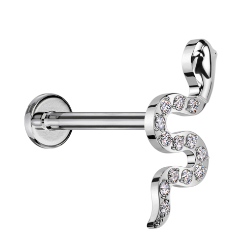 Micro Labret sans filetage argent serpent argent cristaux argent