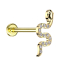 Micro labret sans filetage plaqué or serpent plaqué or cristaux argentés
