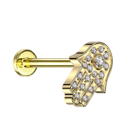 Micro Threadless Labret vergoldet Hamsa vergoldet...