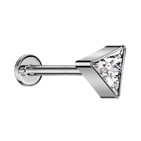 Micro Threadless Labret silver triangle silver crystal silver